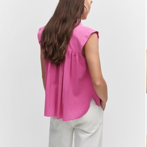 Mango Pink Sleeveless Button-Up Blouse - Picture 2 of 6
